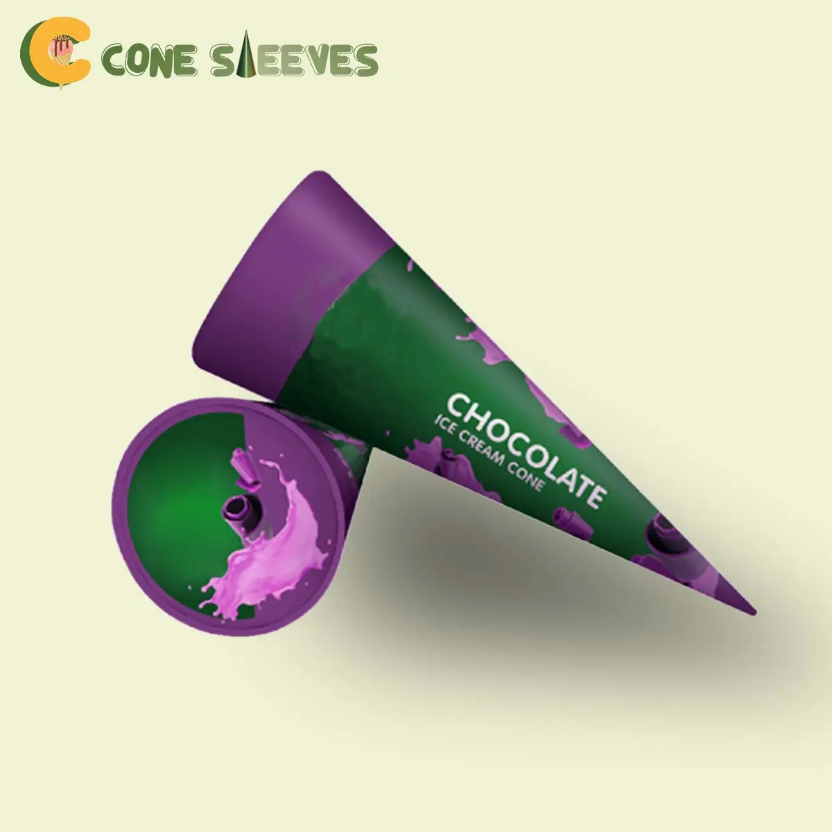Custom Two Colour Cone Sleeves printed for a UK food business