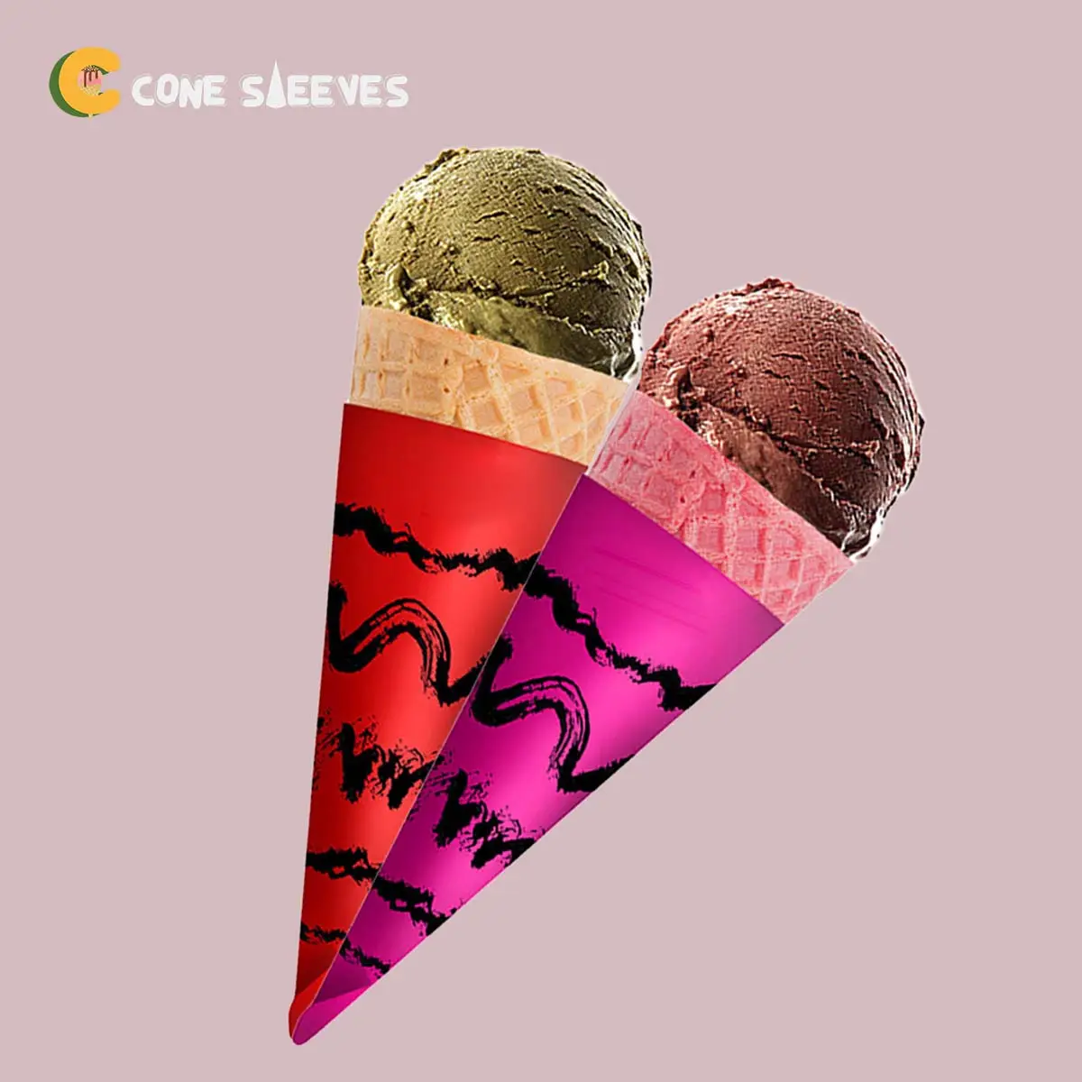 Abstract Design Ice Cream Cone Sleeves printed for a UK food business