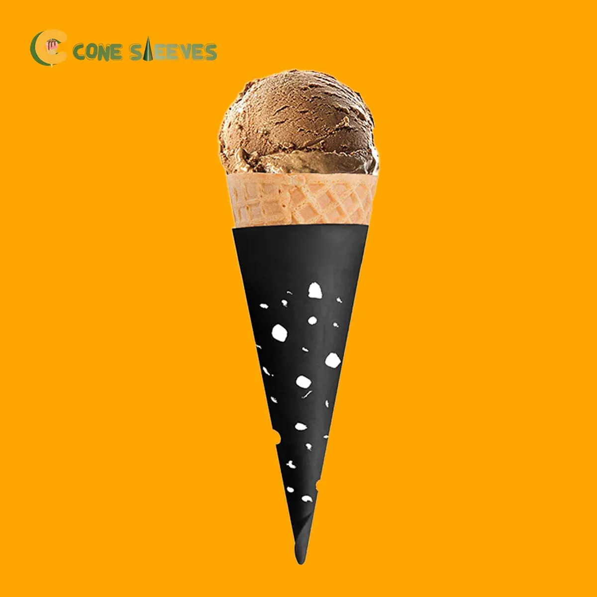 Custom Black Cone Sleeves printed for a UK food business