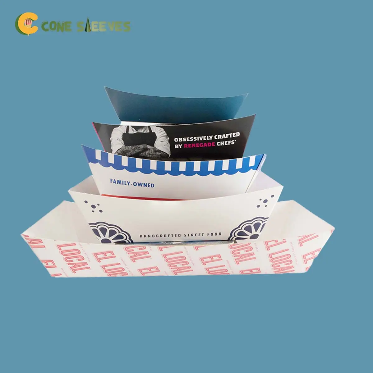 Custom Cardboard Food Trays printed for a UK food business