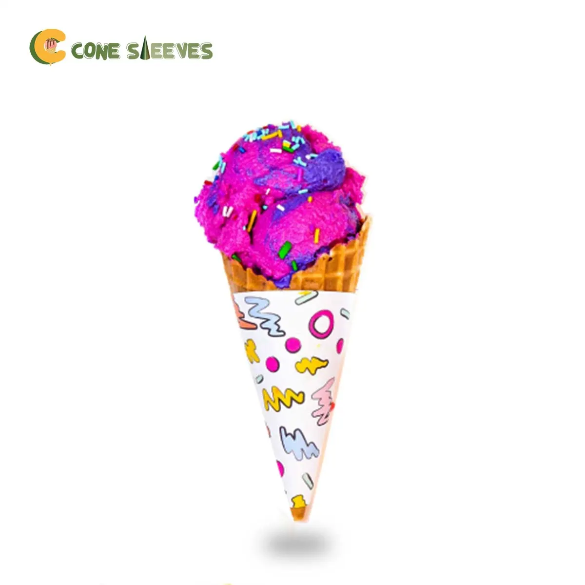 Custom Child Size Waffle Cone Sleeves printed for a UK food business