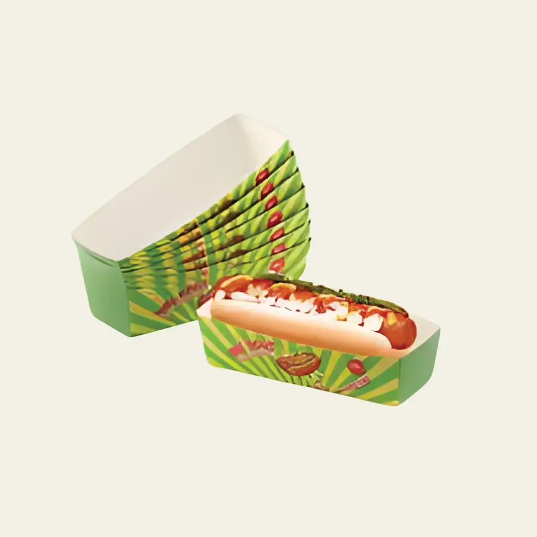 Custom Hot Dog Trays printed for a UK food business