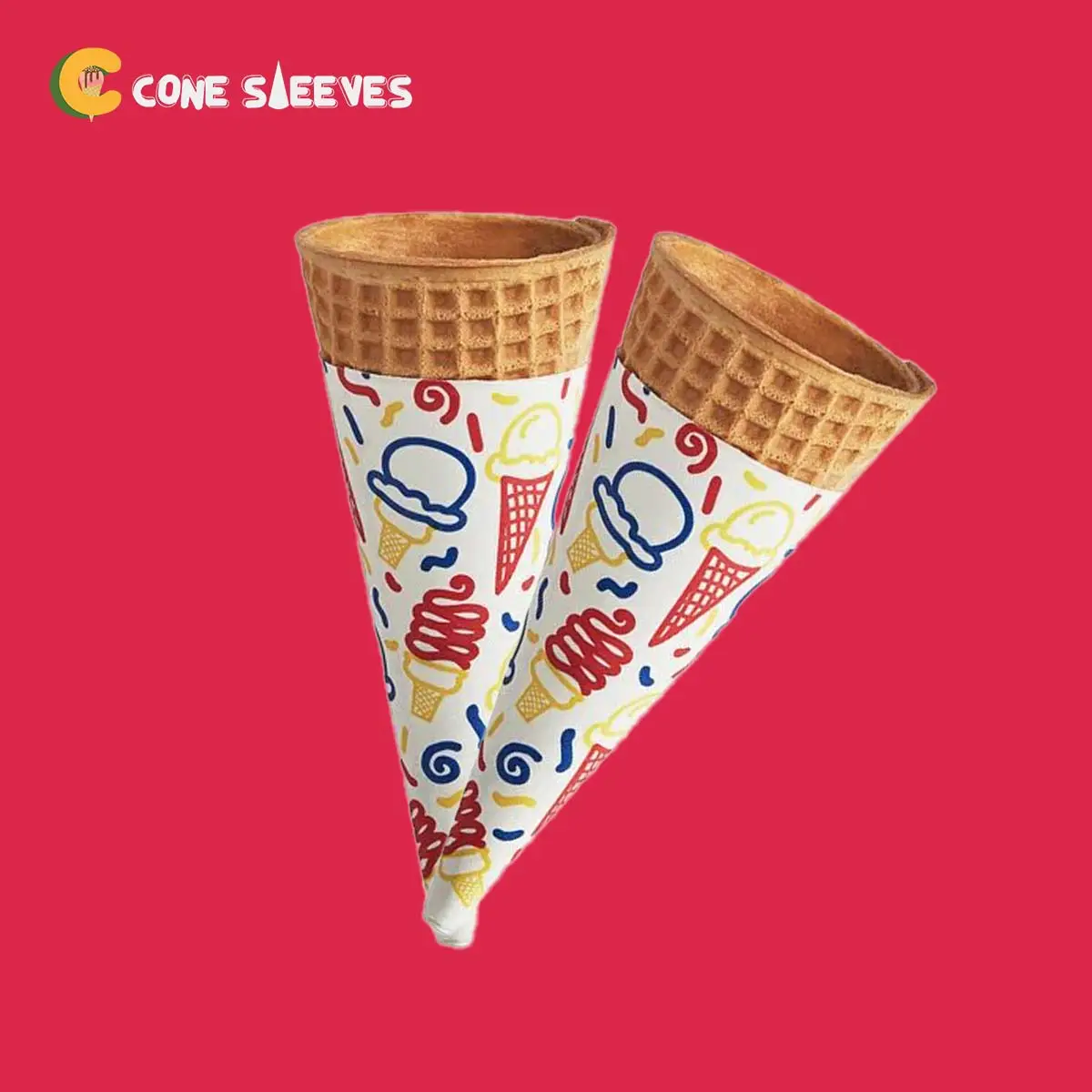 Rolled Ice Cream Cone Sleeves printed for a UK food business