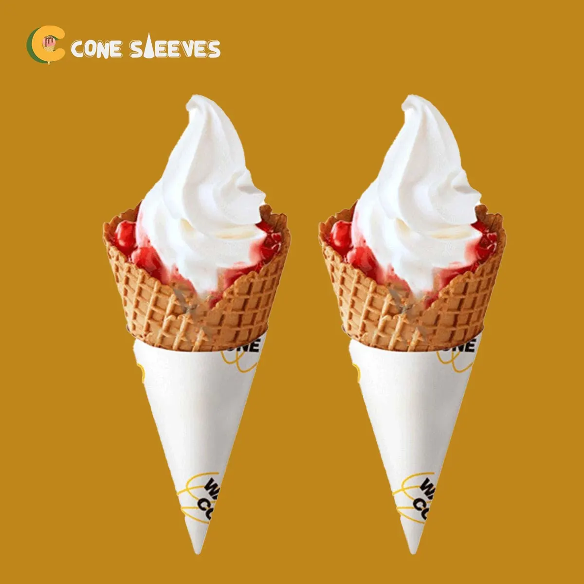 Custom Small Cone Sleeves printed for a UK food business