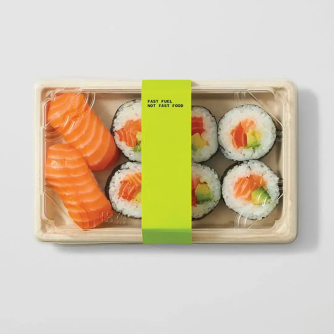 Custom Sushi Sleeves printed for a UK food business
