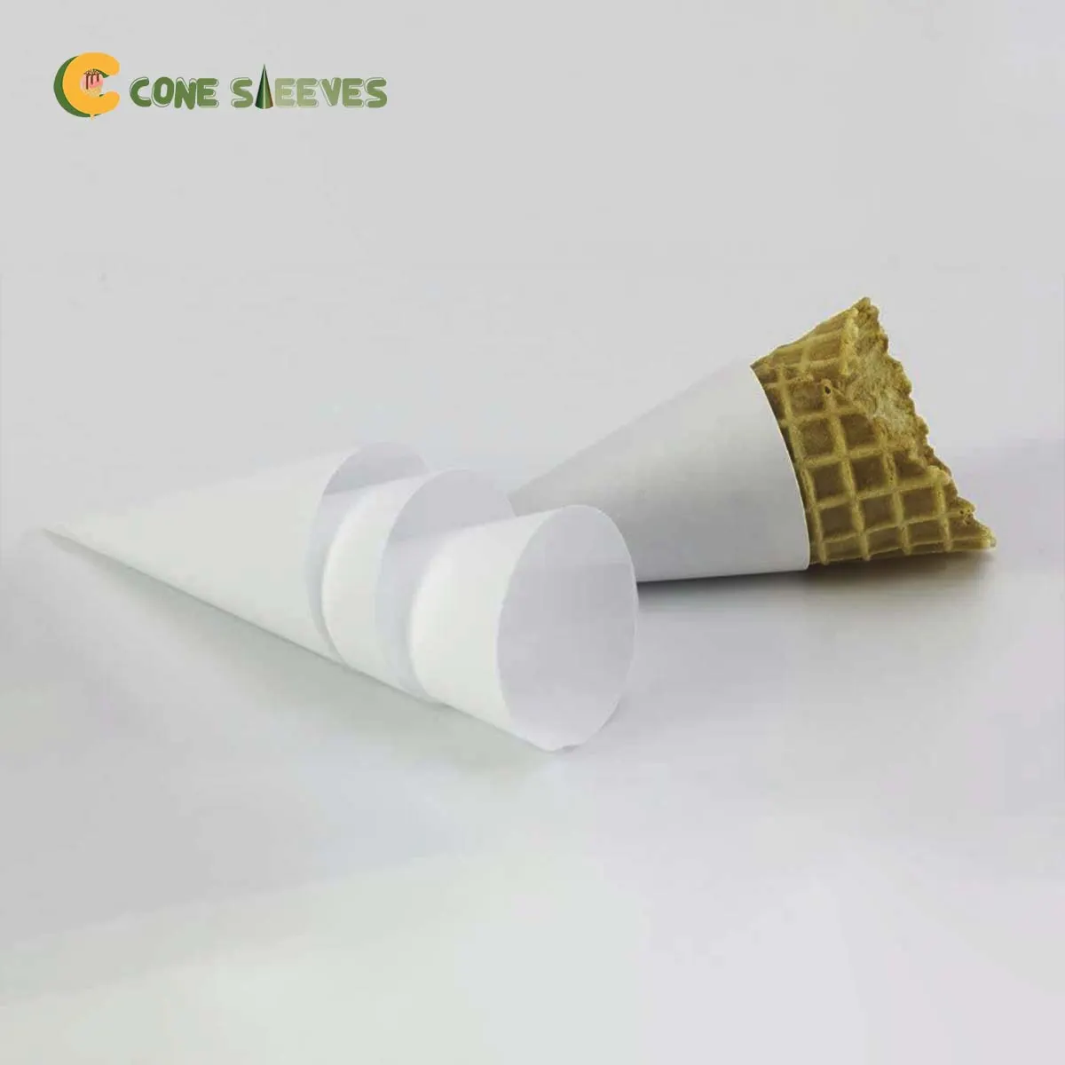 Custom White Cone Sleeves printed for a UK food business