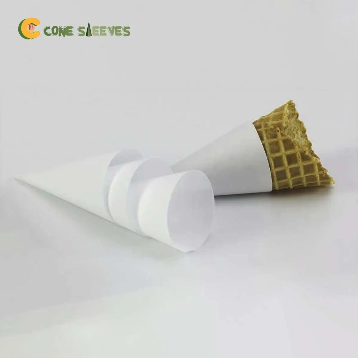 Custom White Cone Sleeves printed for a UK food business